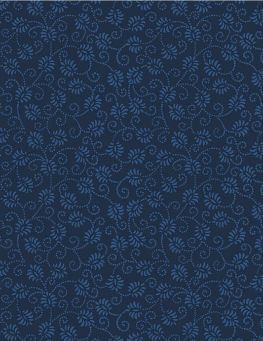 Essentials Quilt Fabric Dancing Buds Navy on Navy by Wilmington Prints - Jammin Threads