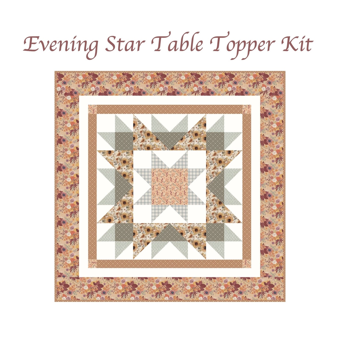 Evening Star Table Topper Quilt Kit with Personalized Quilt Tag – Evening on the Prairie - Jammin Threads