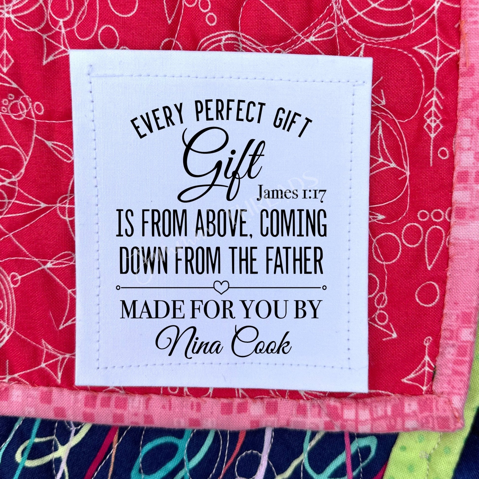 Every Perfect Gift is From Above. Christian Baby Quilt Labels - Jammin Threads