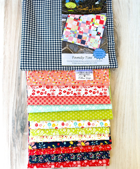 Family Ties Baby Quilt Kit – Delightfully Yours by Sherri & Chelsi for Moda – Includes Pattern, Fabrics & Personalized Satin Tag - Jammin Threads