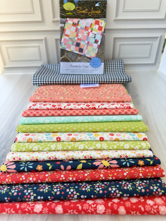 Family Ties Baby Quilt Kit – Delightfully Yours by Sherri & Chelsi for Moda – Includes Pattern, Fabrics & Personalized Satin Tag - Jammin Threads
