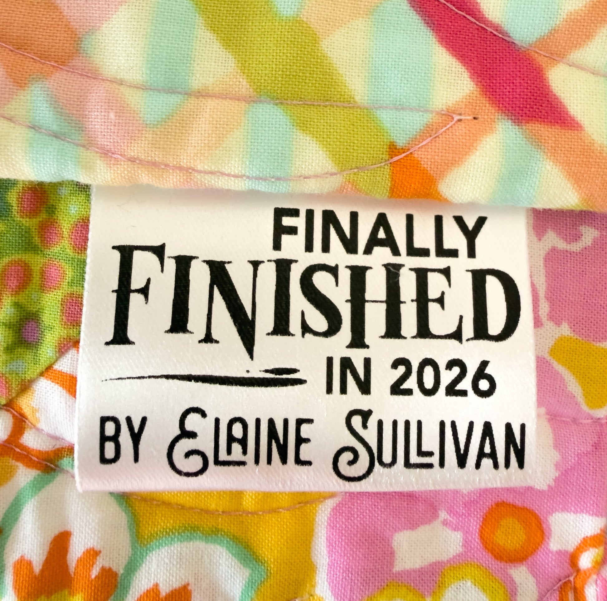Finally Finished in 2026 Personalized Satin Quilt Tags – Custom Maker Name – Set of 25 - Jammin Threads