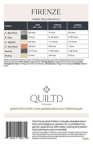 Firenze Quilt Pattern by Jessica Rose | Modern Quilt Design | Crib, Throw & Queen Sizes - Jammin Threads