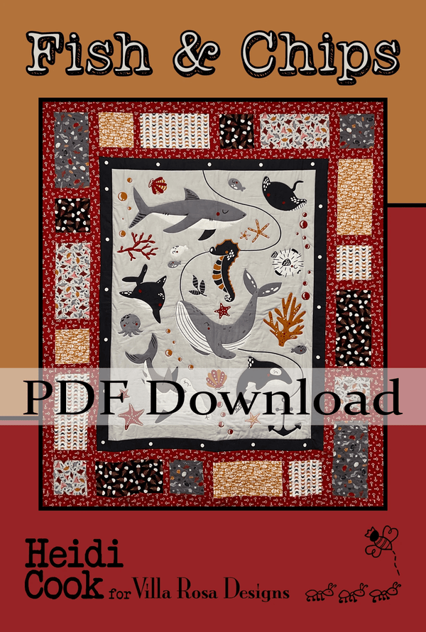 Fish & Chips Quilt Panel Pattern by Heidi Cook (PDF Version) - Jammin Threads
