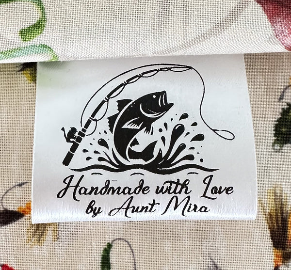 Fishing Satin Quilt tags and labels - Jammin Threads