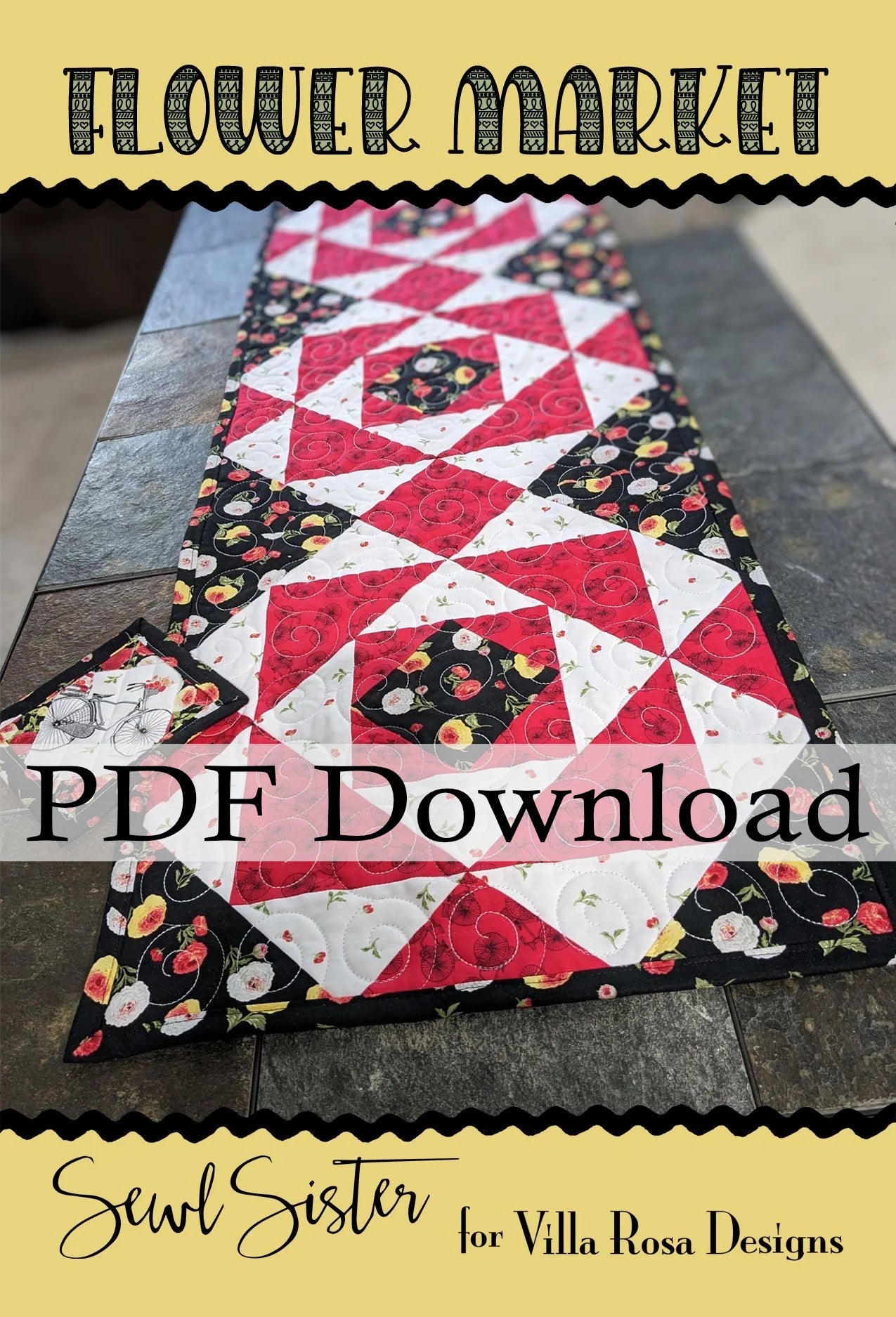 Flower Market Quilt Pattern by Sewl Sister for Villa Rosa Designs (PDF Downloadable Version) - Jammin Threads