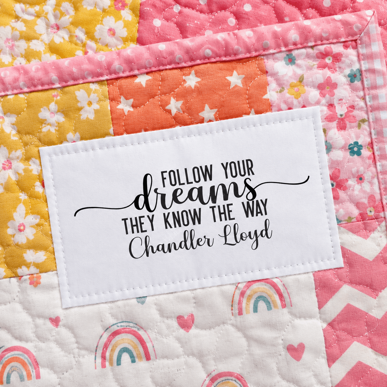 Follow Your Dreams Quilt Label – Personalized Inspirational Quilt Labels - Jammin Threads