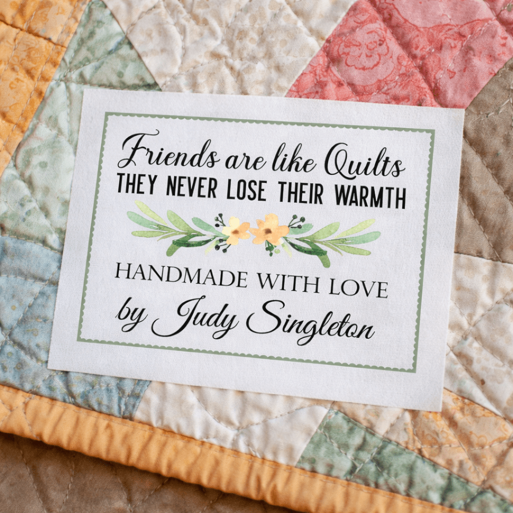 Friends Are Like Quilts Label – Personalized Quilt Label – Handmade with Love Quilt Tag – Custom Quilter Label – Friendship Quilt Label - Jammin Threads