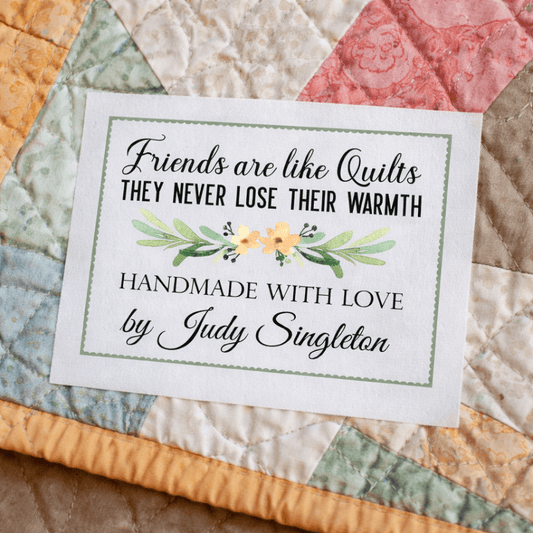 Friends Are Like Quilts Label – Personalized Quilt Label – Handmade with Love Quilt Tag – Custom Quilter Label – Friendship Quilt Label - Jammin Threads