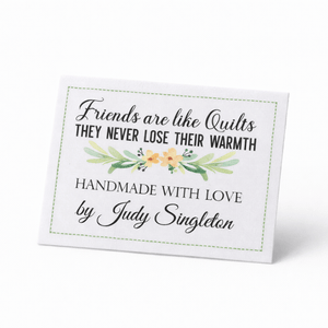 Friends Are Like Quilts Label – Personalized Quilt Label – Handmade with Love Quilt Tag – Custom Quilter Label – Friendship Quilt Label - Jammin Threads