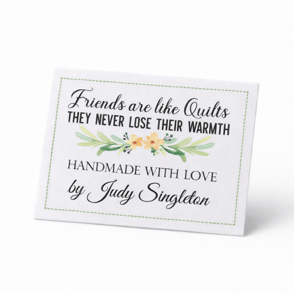 Friends Are Like Quilts Label – Personalized Quilt Label – Handmade with Love Quilt Tag – Custom Quilter Label – Friendship Quilt Label - Jammin Threads