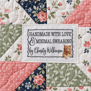 Funny Cat Quilt Labels – Handmade with Love & Minimal Swearing – Personalized Quilting Labels - Jammin Threads