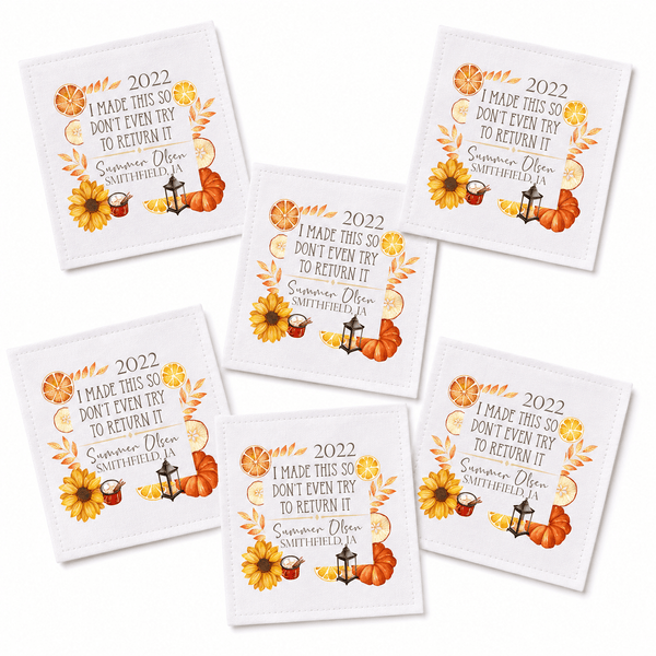 Funny Personalized Quilt Label – “I Made This So Don’t Even Think About Trying to Return It” Fall Design - Jammin Threads