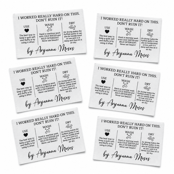 Funny Quilt Care Label – Personalized “Don’t Ruin It!” Quilt Label on 100% Cotton - Jammin Threads