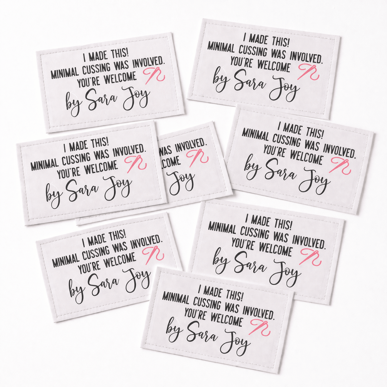 Funny Quilt Label “I Made This Minimal Swearing Was Involved” – Personalized Quilt Tag – 8 Per Sheet - Jammin Threads