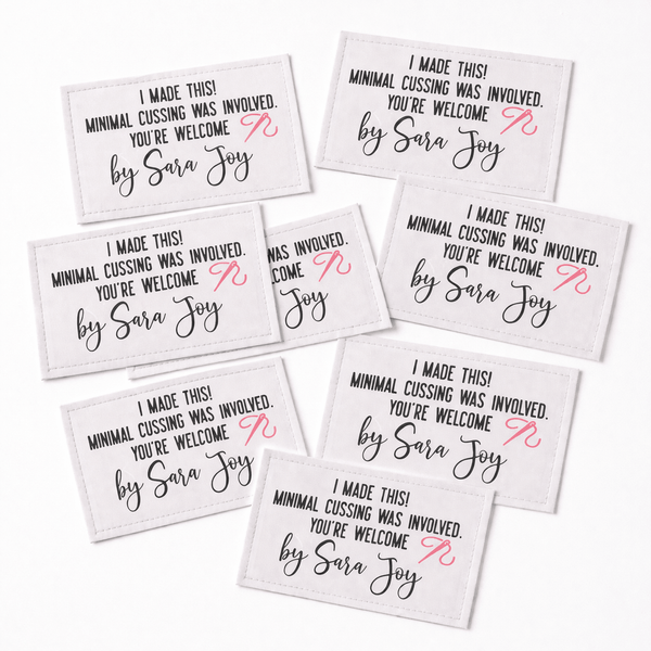Funny Quilt Label “I Made This Minimal Swearing Was Involved” – Personalized Quilt Tag – 8 Per Sheet - Jammin Threads