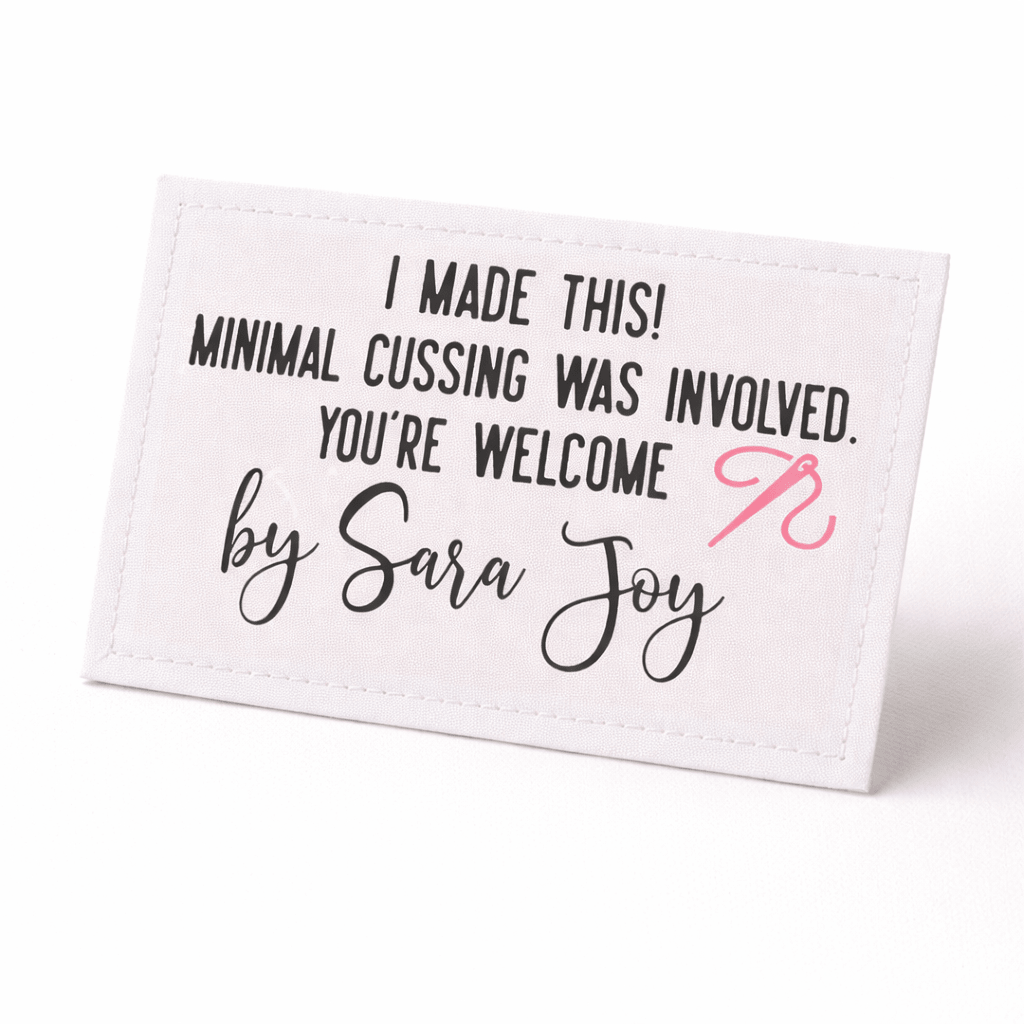 Funny Quilt Label “I Made This Minimal Swearing Was Involved” – Personalized Quilt Tag – 8 Per Sheet - Jammin Threads