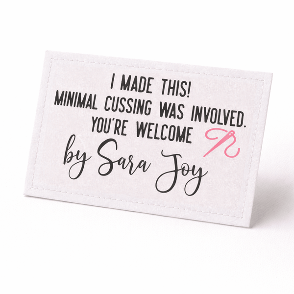 Funny Quilt Label “I Made This Minimal Swearing Was Involved” – Personalized Quilt Tag – 8 Per Sheet - Jammin Threads