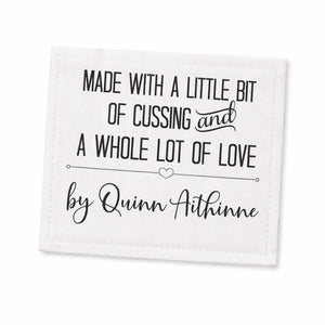 Funny Quilt Label – “Made With a Little Cussing & A Whole Lot of Love” – Personalized Quilt Label – Custom Maker Name Quilt Tag – Set of 6 - Jammin Threads