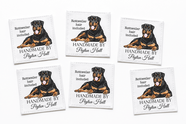 Funny Rottweiler Quilt Label – Personalized “Rottwiler Hair Included” Dog Quilt Label - Jammin Threads