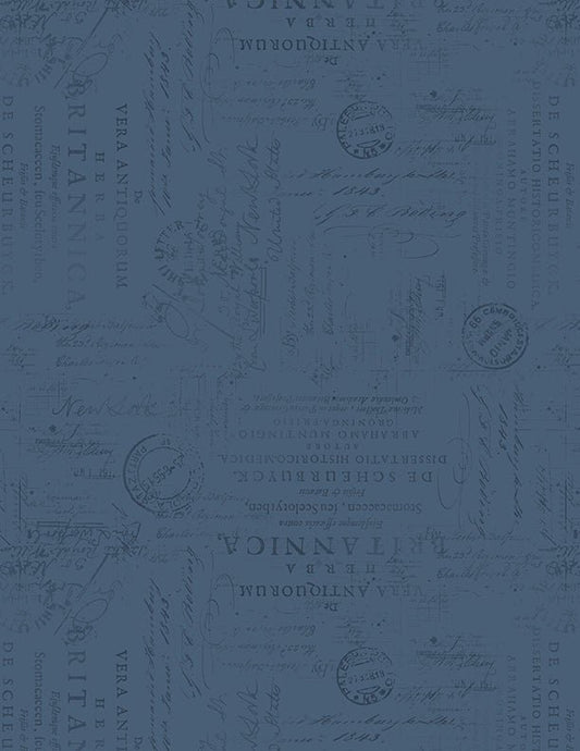 Garden Grace Script Texture Navy Cotton Quilt Fabric by Wilmington Prints 3027 16532 444 - Jammin Threads