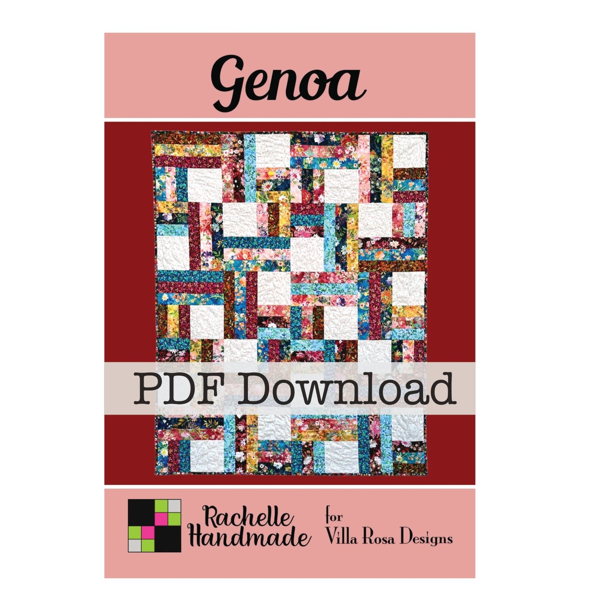 Genoa Quilt Pattern – Rachelle Handmade for Villa Rosa Designs | Fat Quarter Friendly (48" x 60") (PDF Download) - Jammin Threads