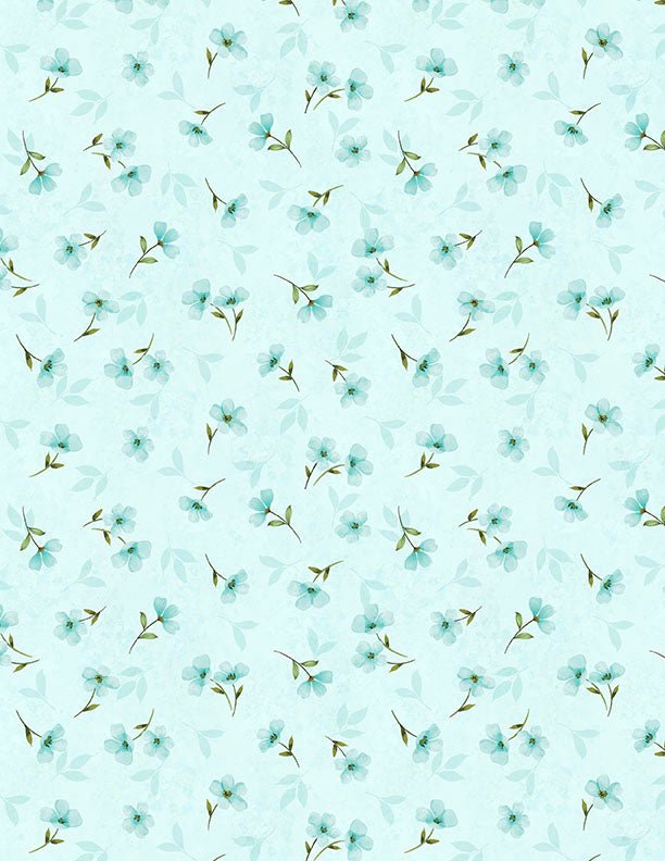 Gentle Meadow Quilt Fabric by Lola Molina Small Floral Toss Light Teal 3022 32115 447 - Jammin Threads