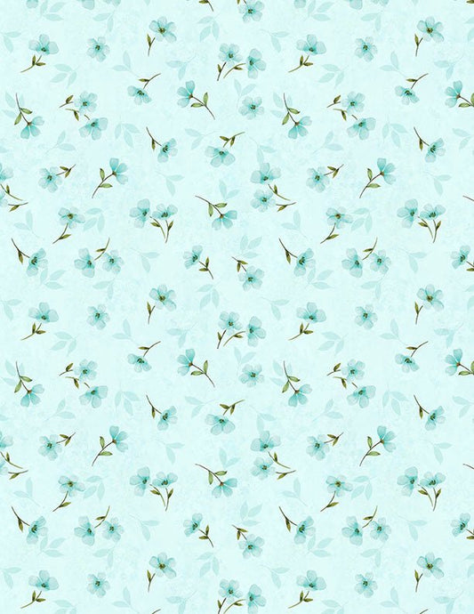 Gentle Meadow Quilt Fabric by Lola Molina Small Floral Toss Light Teal 3022 32115 447 - Jammin Threads