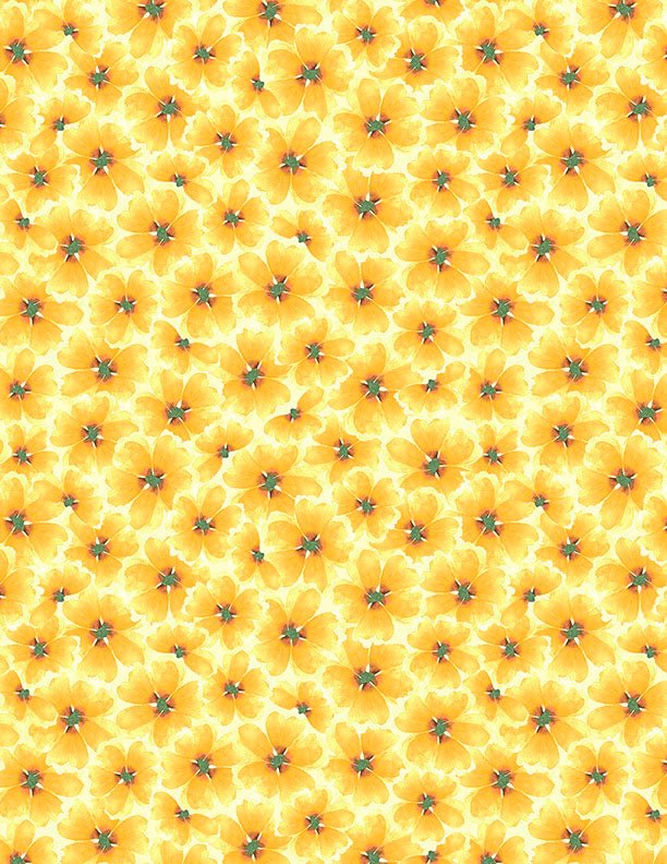 Gentle Meadow Quilt Fabric by Lola Molina Tonal Flowers Yellow 3022 32116 587 - Jammin Threads