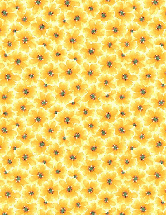 Gentle Meadow Quilt Fabric by Lola Molina Tonal Flowers Yellow 3022 32116 587 - Jammin Threads