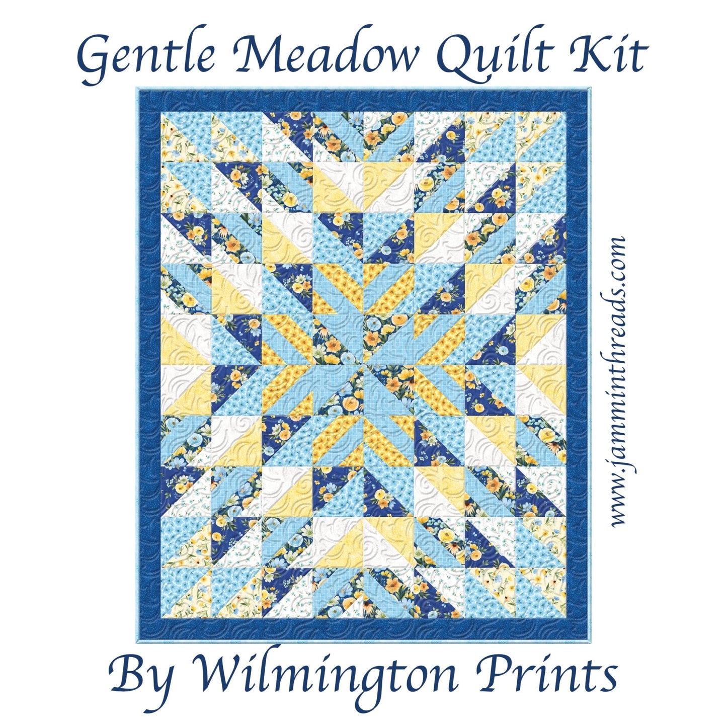 Gentle Meadow Quilt Kit by Wilmington Prints – Floral Quilt Kit with Personalized Satin Quilt Tag (53" x 65") - Jammin Threads