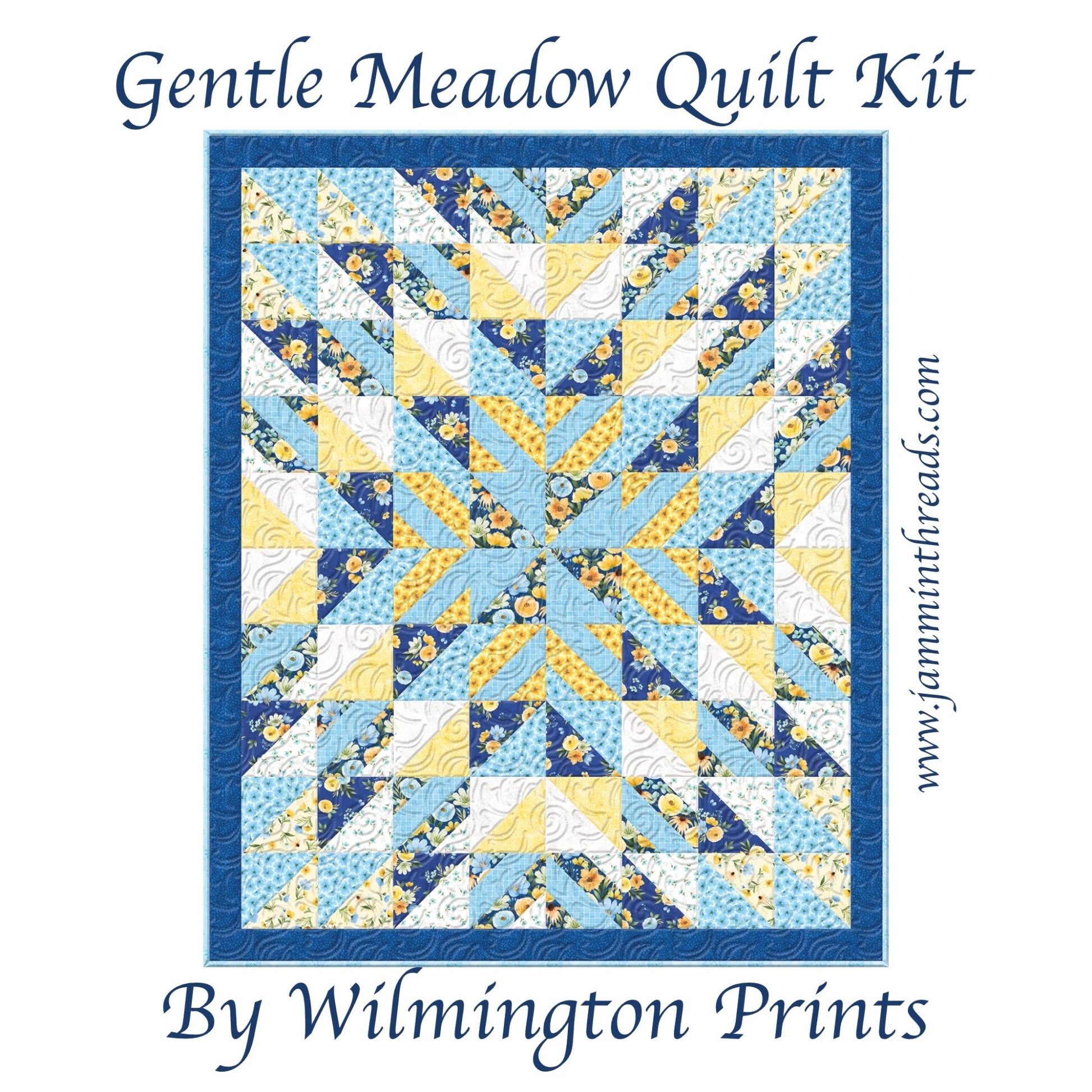 Gentle Meadow Quilt Kit by Wilmington Prints – Floral Quilt Kit with Personalized Satin Quilt Tag (53" x 65") - Jammin Threads