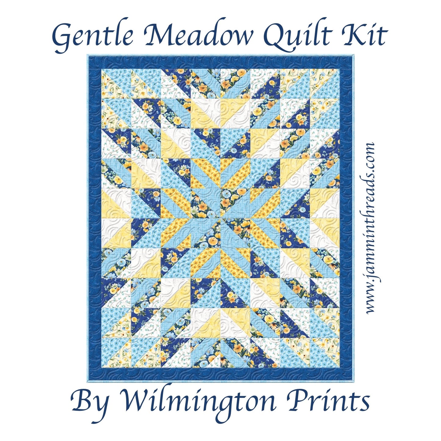 Gentle Meadow Quilt Kit by Wilmington Prints – Floral Quilt Kit with Personalized Satin Quilt Tag (53" x 65") - Jammin Threads