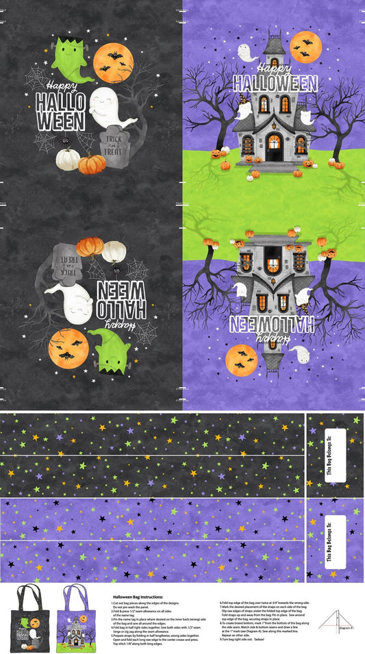 Ghost Town Quilt Halloween Canvas Trick or Treat Bag C28941 - 98 by Deborah Edwards & Emily Wenk for Northcott Fabrics - Jammin Threads