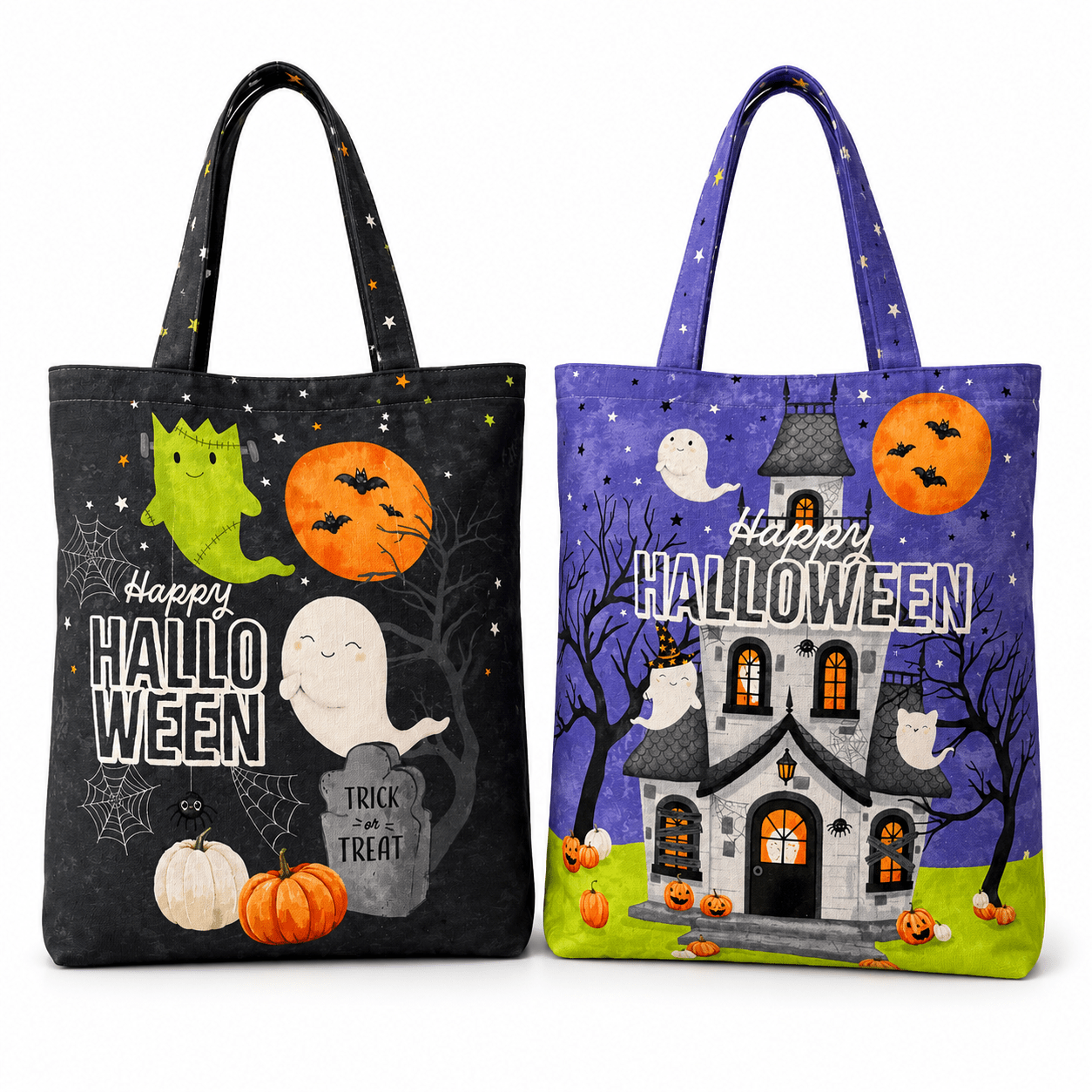 Ghost Town Quilt Halloween Canvas Trick or Treat Bag C28941-98 by Deborah Edwards & Emily Wenk for Northcott Fabrics - Jammin Threads