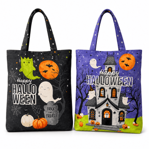 Ghost Town Quilt Halloween Canvas Trick or Treat Bag C28941-98 by Deborah Edwards & Emily Wenk for Northcott Fabrics - Jammin Threads
