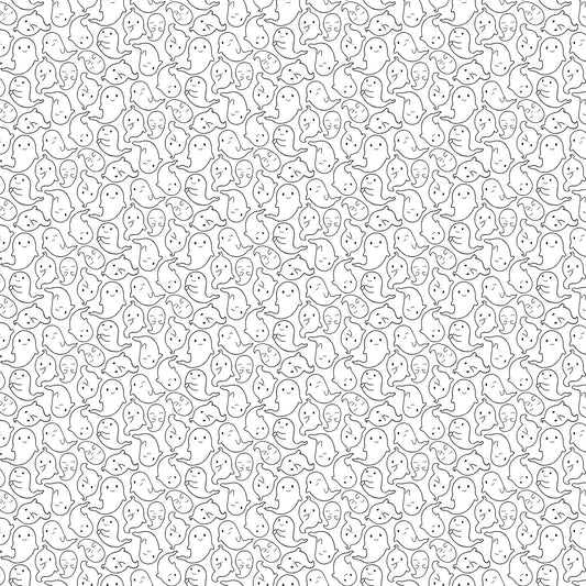 Ghost Town Quilt Halloween Quilt Fabric 28940 - 10 Ghost Outline by Deborah Edwards & Emily Wenk for Northcott Fabrics - Jammin Threads