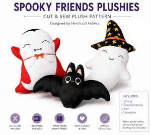 Ghost Town Quilt Halloween Stuffed Animal Minky Panel MK28942-10 by Deborah Edwards & Emily Wenk for Northcott Fabrics - Jammin Threads
