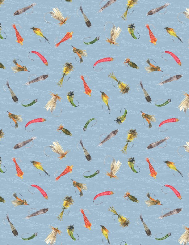 Gone Fishing Quilt Fabric Fishing Lures All Over Blue 3061 21764 435 - Jammin Threads