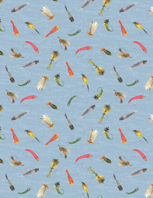 Gone Fishing Quilt Fabric Fishing Lures All Over Blue 3061 21764 435 - Jammin Threads