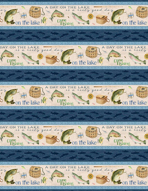 Gone Fishing Quilt Fabric Repeating Multi Stripe 3061 21761 417 - Jammin Threads