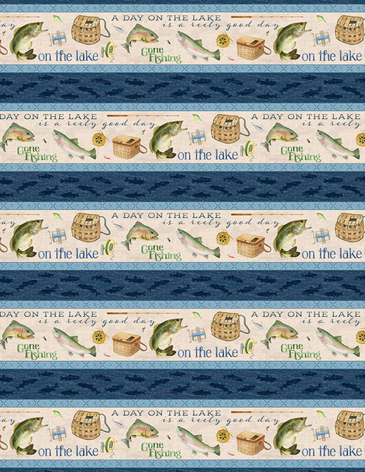 Gone Fishing Quilt Fabric Repeating Multi Stripe 3061 21761 417 - Jammin Threads