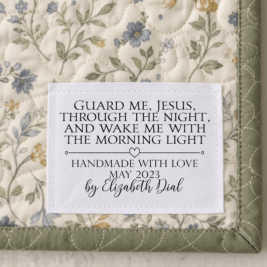 Guard Me Jesus Through the Night And Wake Me With The Morning Light - Inspirational quilt labels - Jammin Threads