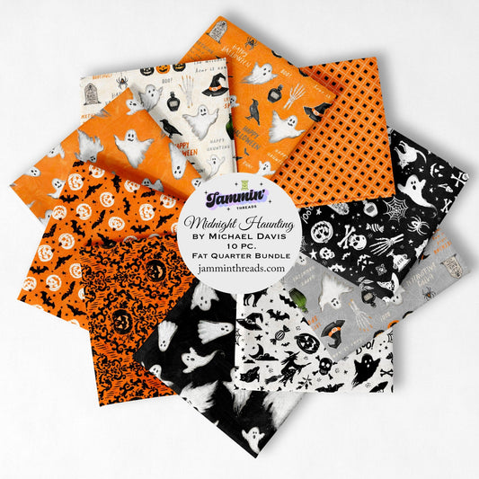 Halloween Fat Quarter Bundle – Midnight Haunting by Michael Davis – 10 Pc Curated Fabric Bundle by Jammin’ Threads - Jammin Threads