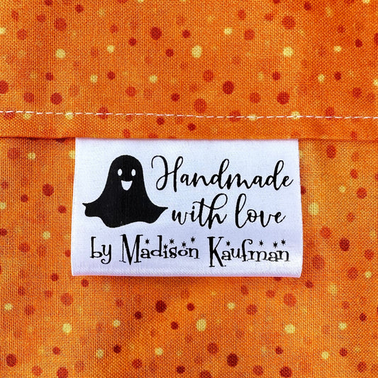 Halloween Satin Labels. Cute, personalized satin quilt labels and tags - Jammin Threads