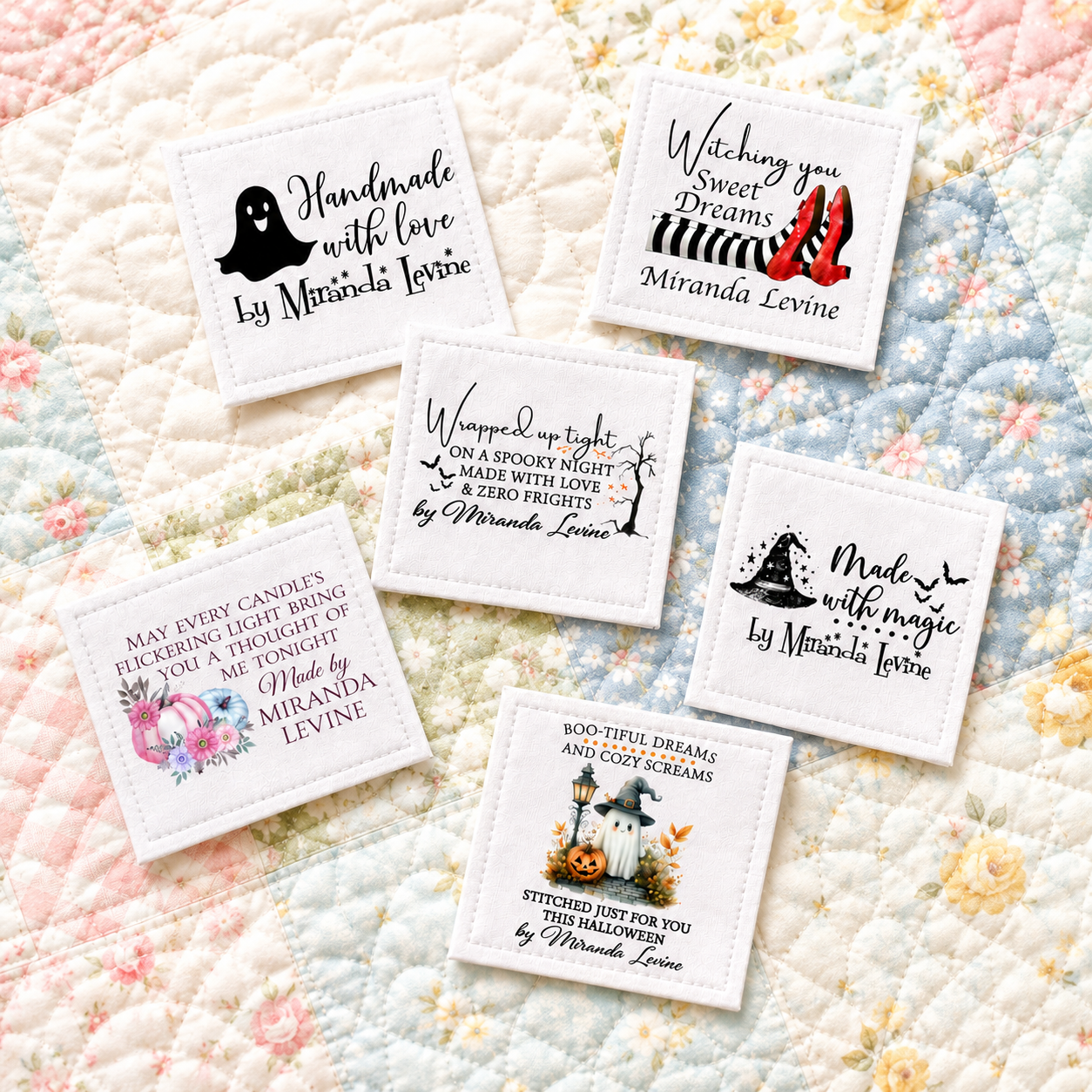 Halloween Quilt Label Assortment – Personalized Sheet of 6