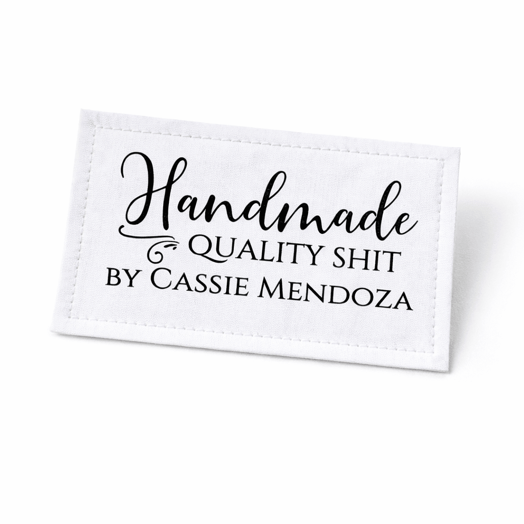 “Handmade Quality Shit” Personalized Quilt Labels – Funny Quilter Labels | Sheet of 6 (3" x 1.4") - Jammin Threads