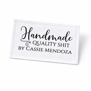 “Handmade Quality Shit” Personalized Quilt Labels – Funny Quilter Labels | Sheet of 6 (3" x 1.4") - Jammin Threads