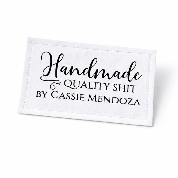 “Handmade Quality Shit” Personalized Quilt Labels – Funny Quilter Labels | Sheet of 6 (3" x 1.4") - Jammin Threads