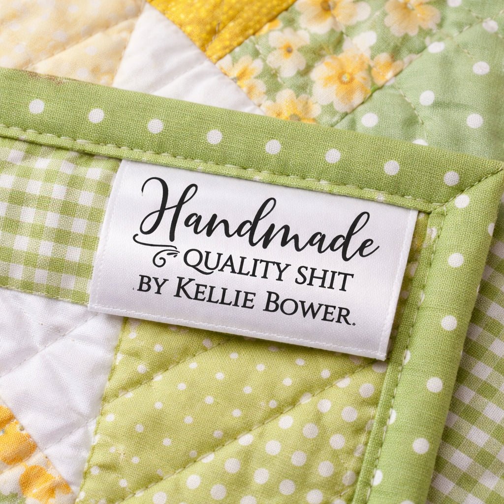Handmade Quality Shit Satin Tags – Personalized Sewing Labels, Custom Fold Over Tags, Funny Handmade Labels (25 Pack) - Jammin Threads